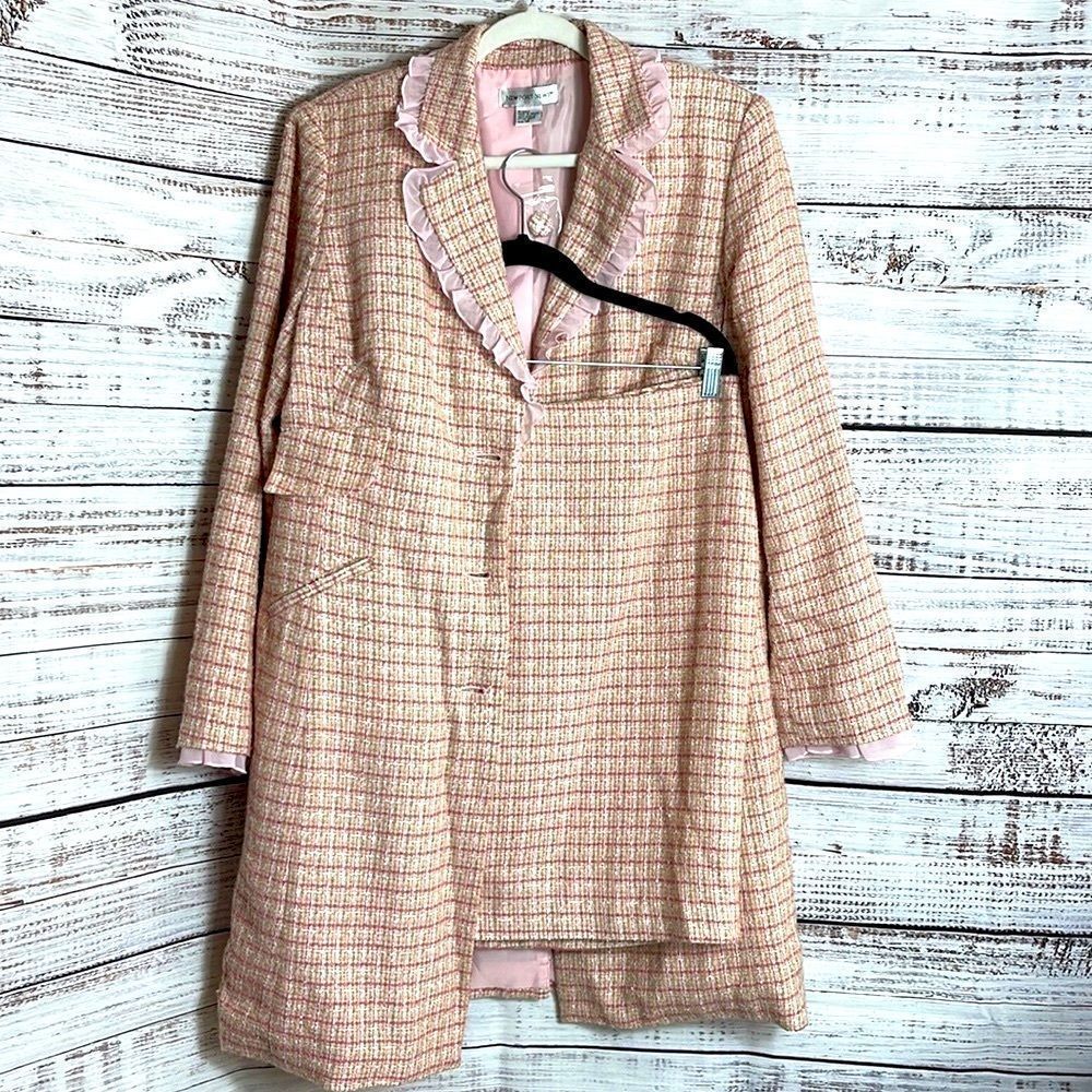 Newport news Tweed Ruffle hem long jacket and skirt set - Picture 3 of 11